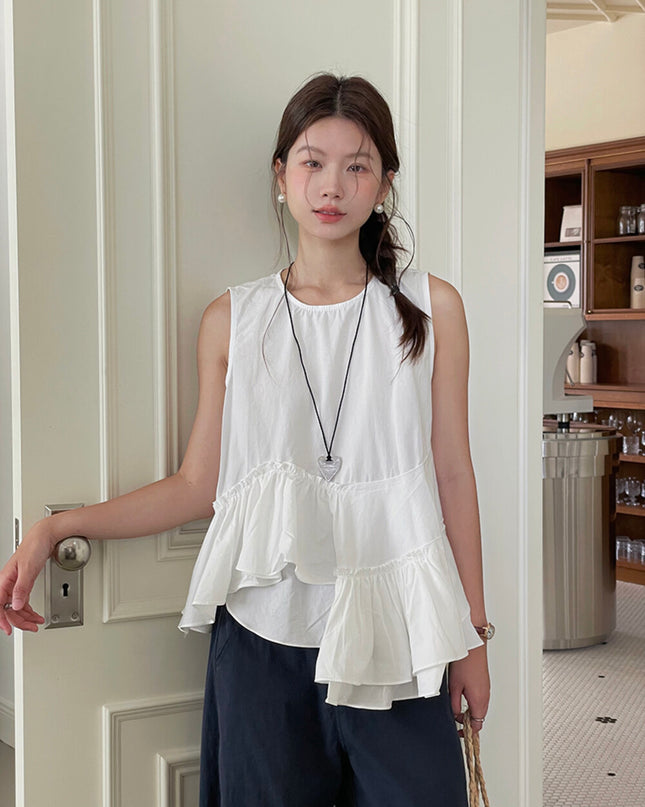 Ruffle Asymmetrical Peplum Tank