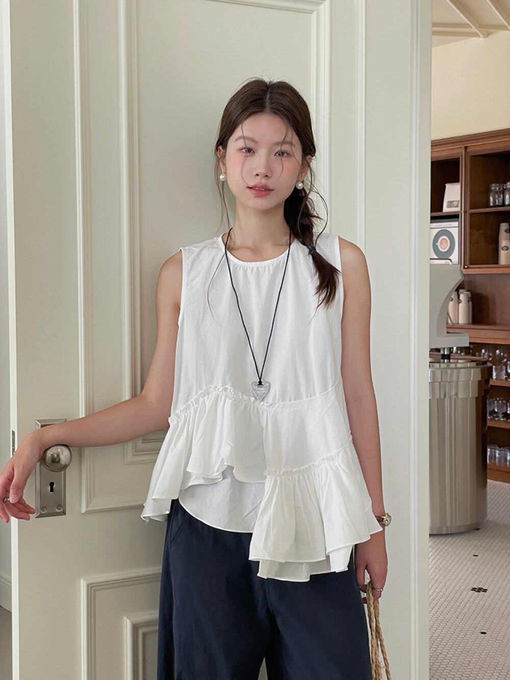 Ruffle Asymmetrical Peplum Tank