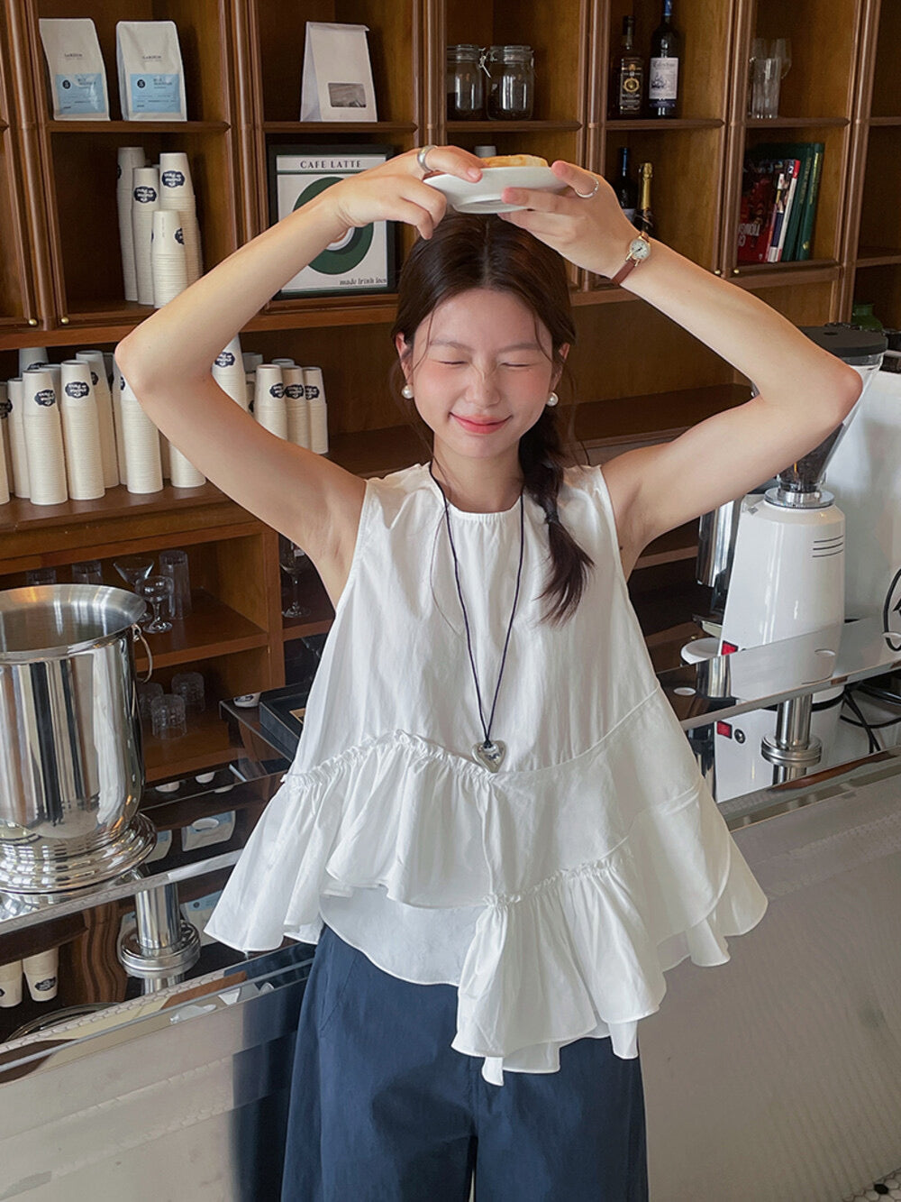 Ruffle Asymmetrical Peplum Tank