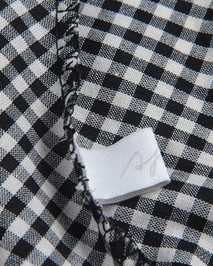 Ruffle Asymmetrical-Hem Checkered Blouse