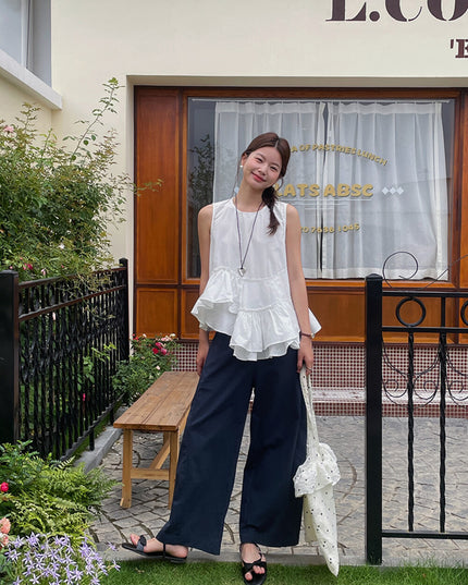 Ruffle Asymmetrical Peplum Tank