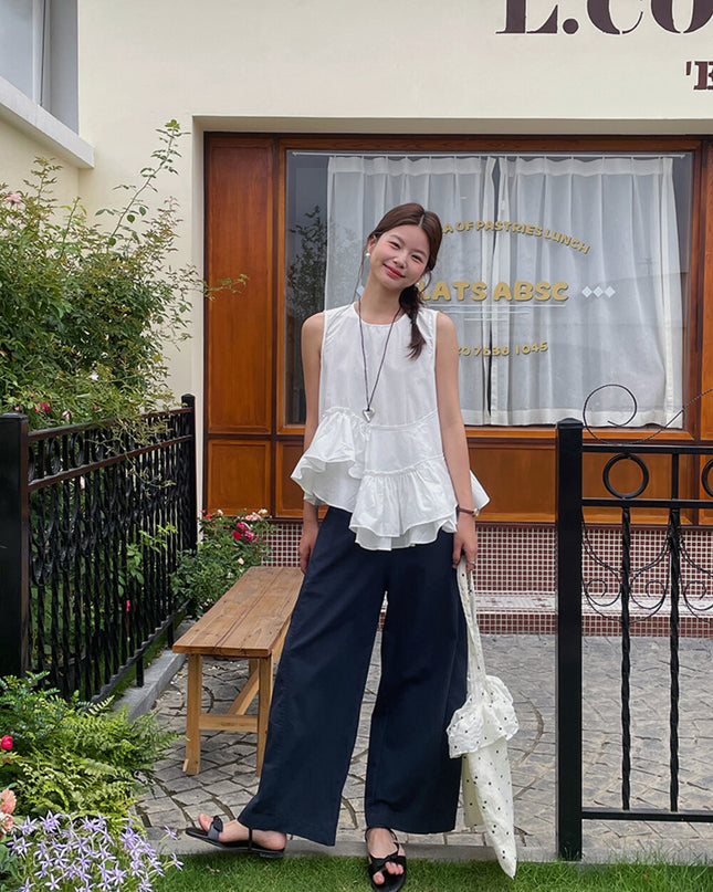 Ruffle Asymmetrical Peplum Tank