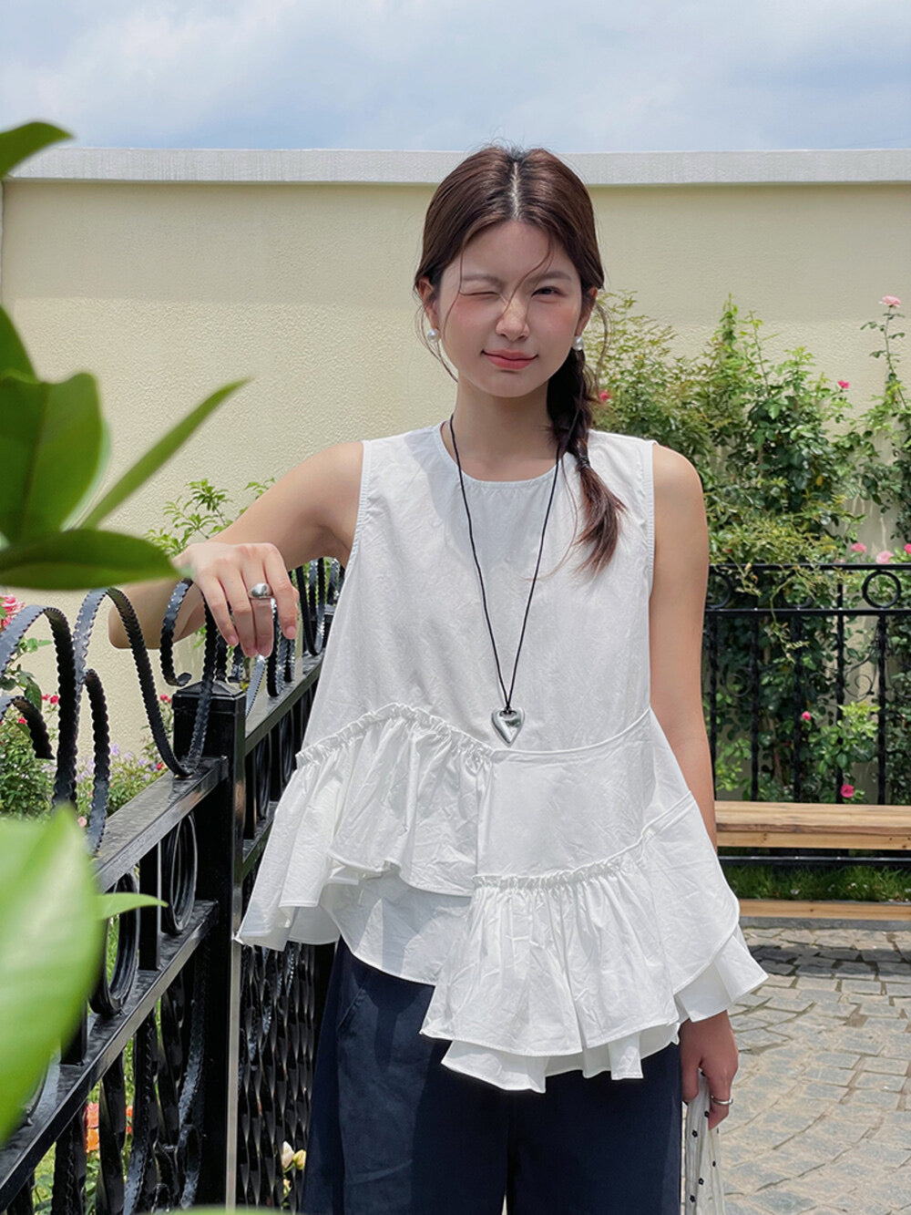 Ruffle Asymmetrical Peplum Tank