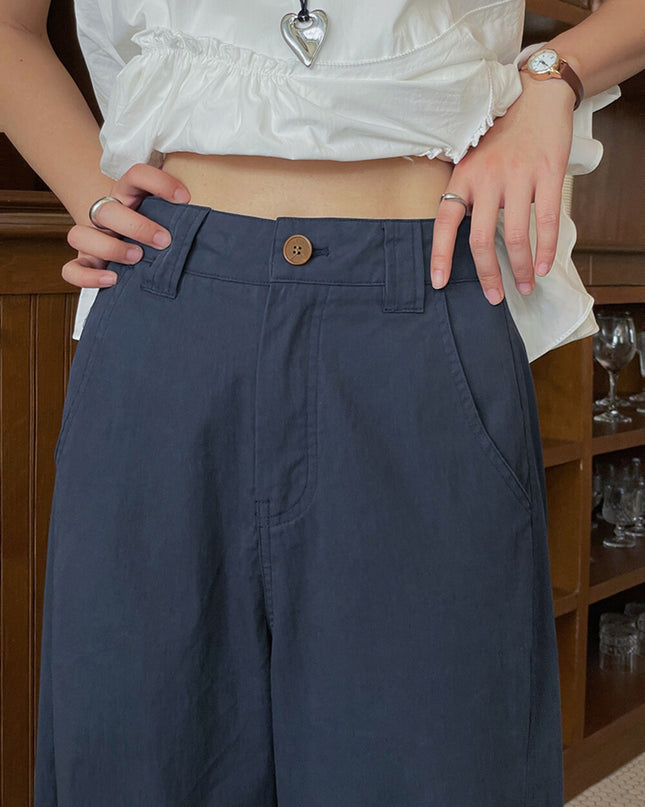 Korean Straight-Leg Cropped Pants