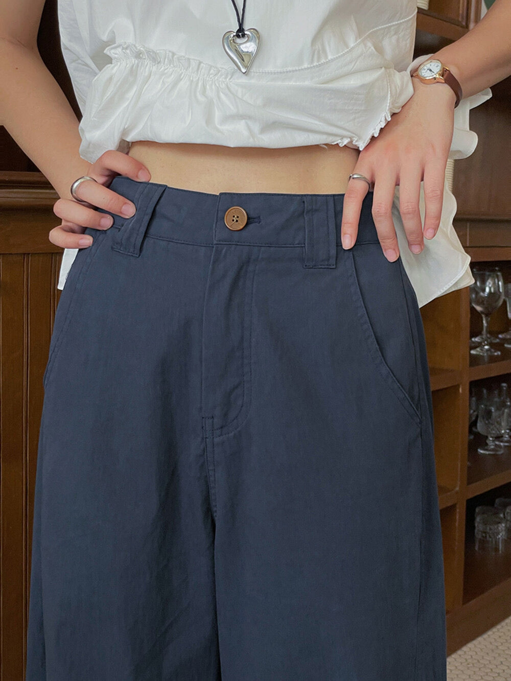 Korean Straight-Leg Cropped Pants