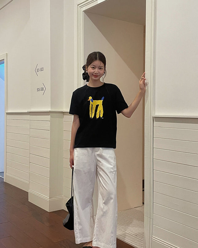 Korean Straight-Leg Cropped Pants