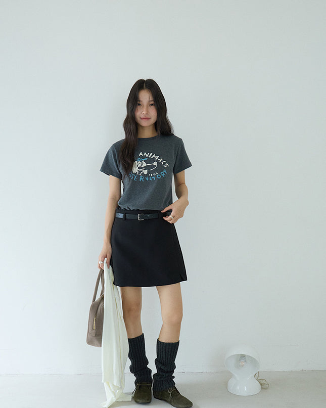 Comfy Cloud-Fleece Print Crew-Neck Short-Sleeve Tee