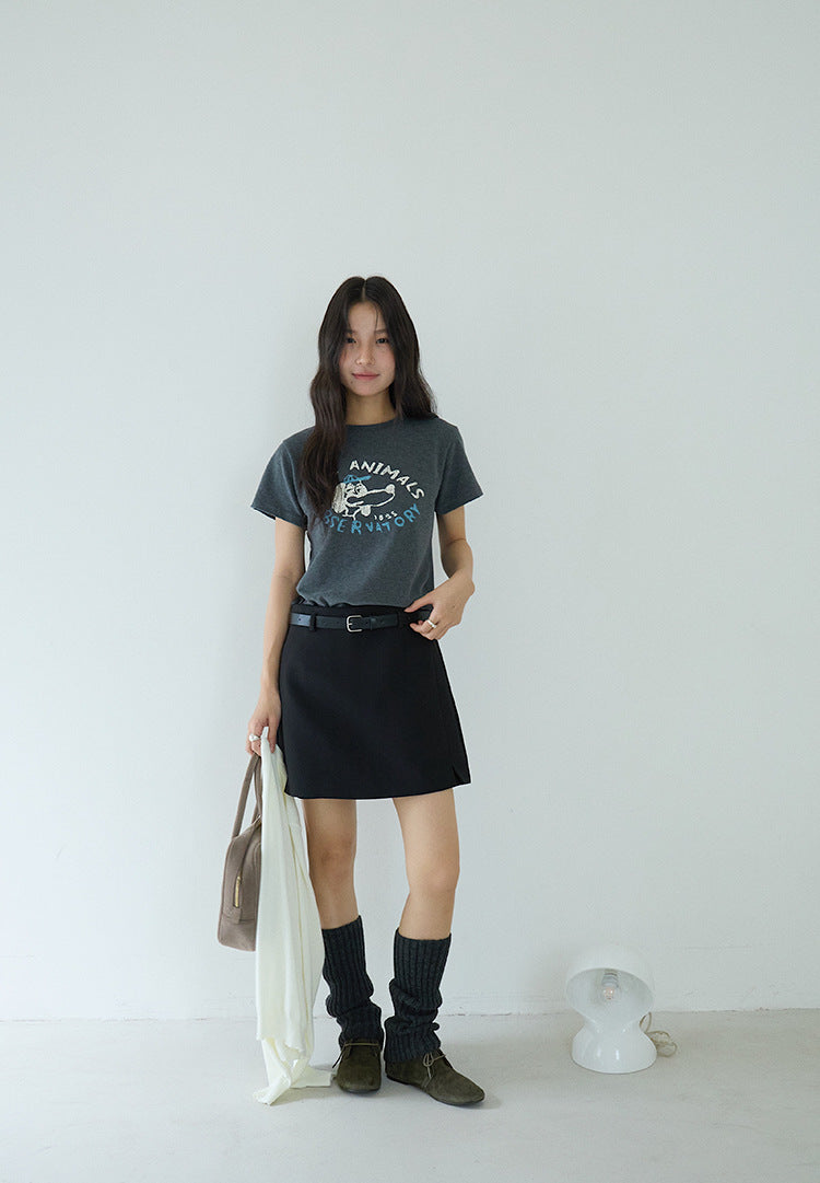Comfy Cloud-Fleece Print Crew-Neck Short-Sleeve Tee