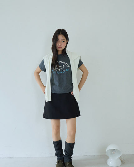 Comfy Cloud-Fleece Print Crew-Neck Short-Sleeve Tee