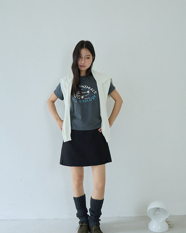 Comfy Cloud-Fleece Print Crew-Neck Short-Sleeve Tee