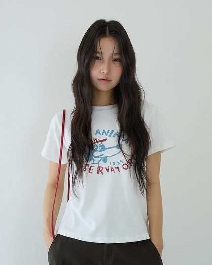 Comfy Cloud-Fleece Print Crew-Neck Short-Sleeve Tee