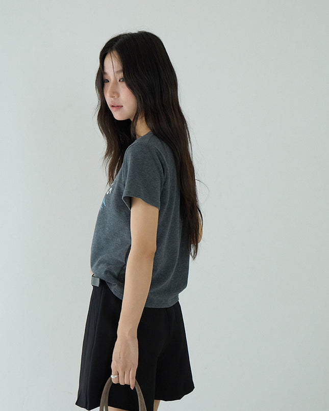 Comfy Cloud-Fleece Print Crew-Neck Short-Sleeve Tee