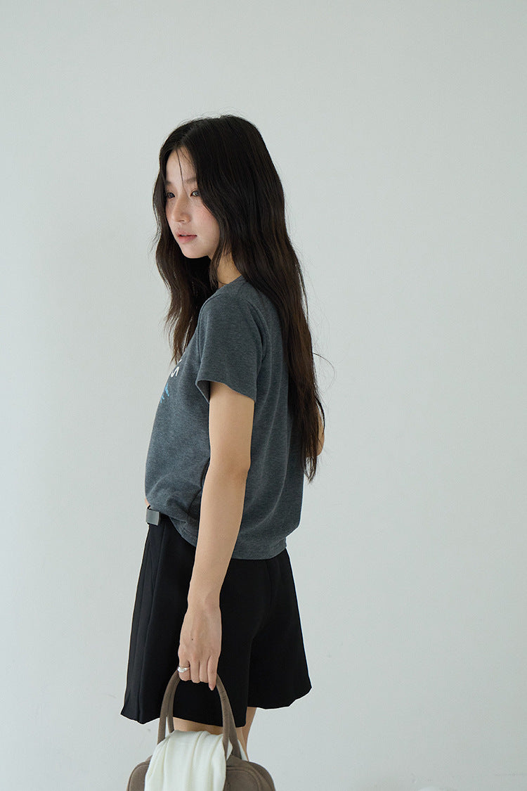 Comfy Cloud-Fleece Print Crew-Neck Short-Sleeve Tee
