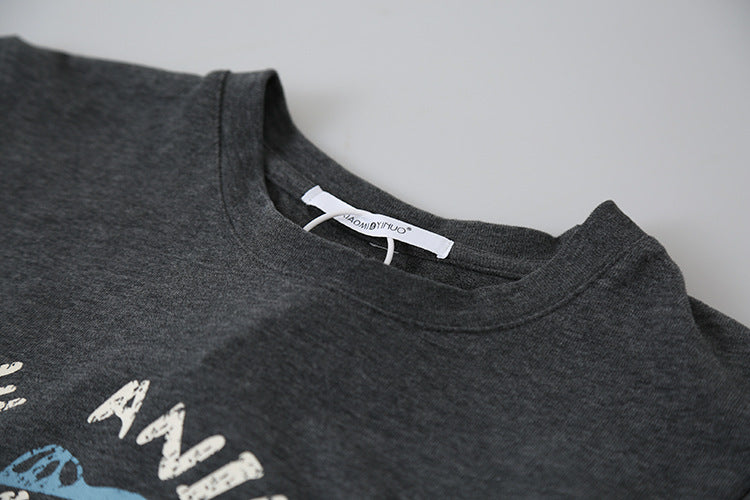 Comfy Cloud-Fleece Print Crew-Neck Short-Sleeve Tee