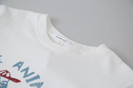 Comfy Cloud-Fleece Print Crew-Neck Short-Sleeve Tee