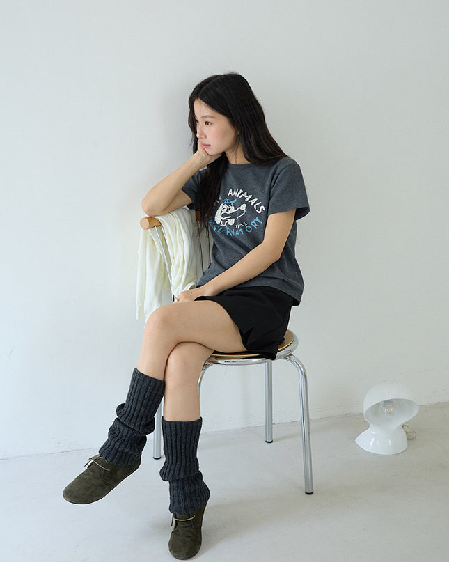 Comfy Cloud-Fleece Print Crew-Neck Short-Sleeve Tee