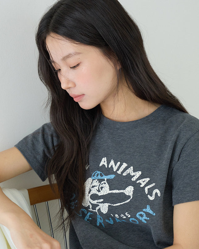 Comfy Cloud-Fleece Print Crew-Neck Short-Sleeve Tee