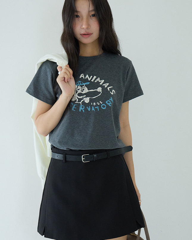 Comfy Cloud-Fleece Print Crew-Neck Short-Sleeve Tee