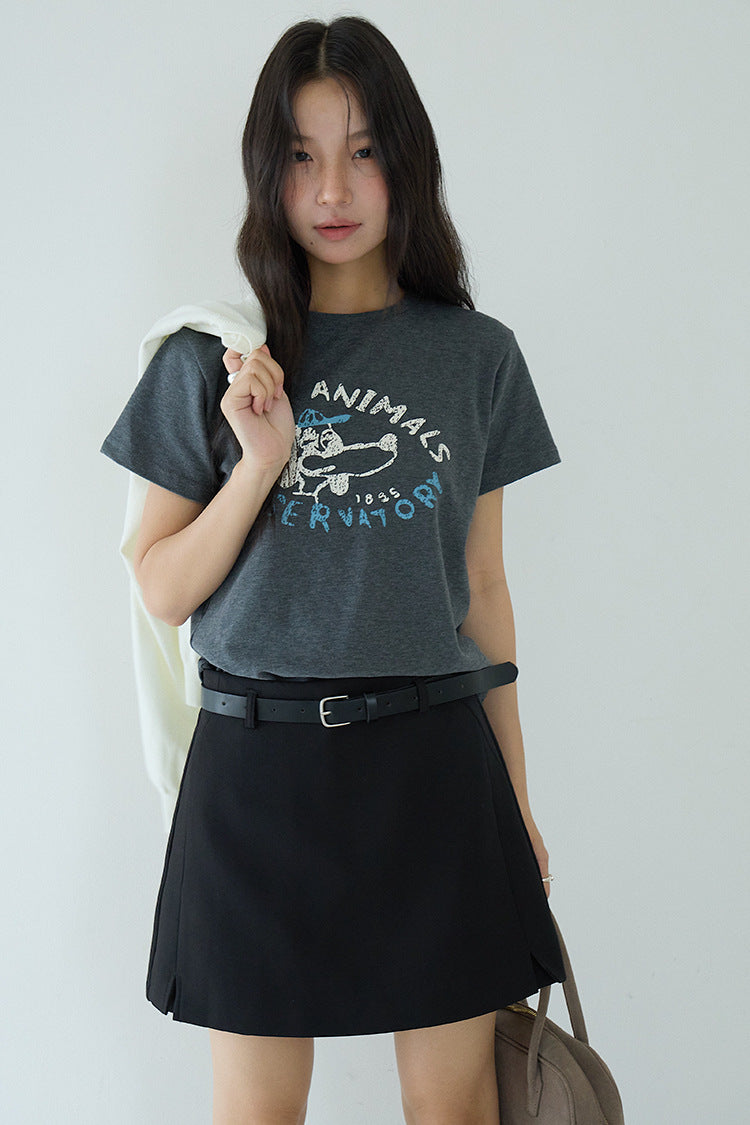 Comfy Cloud-Fleece Print Crew-Neck Short-Sleeve Tee
