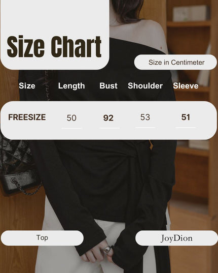 Korean Off-Shoulder Tie-Waist Long-Sleeve Top