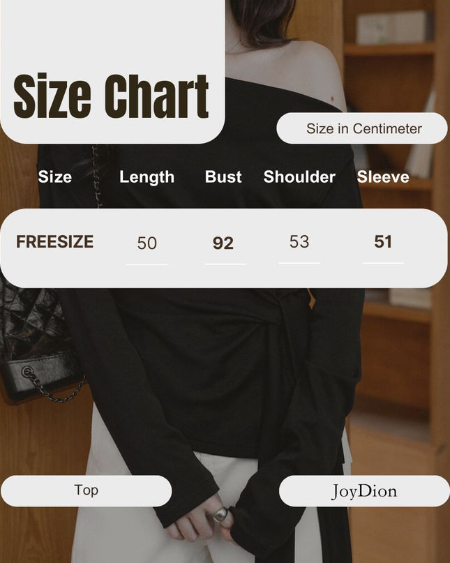 Korean Off-Shoulder Tie-Waist Long-Sleeve Top