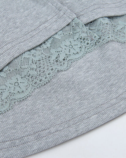 V-Neck Lace-Trim Blouse + Spaghetti Strap Tank Set