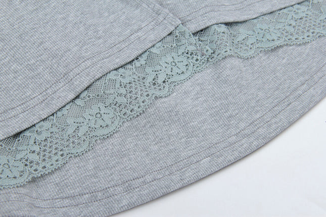 V-Neck Lace-Trim Blouse + Spaghetti Strap Tank Set
