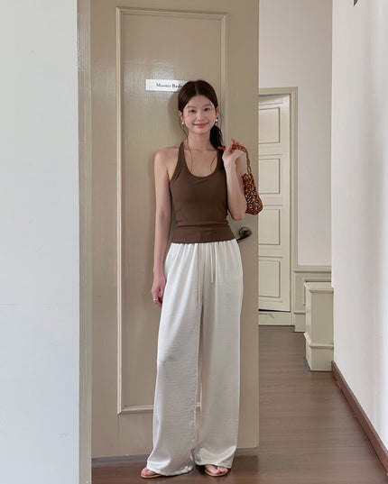 Padded Spaghetti Strap Tank Top with Open-Back Detail