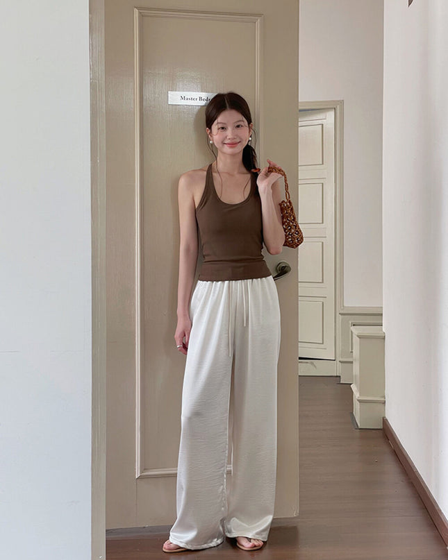 Padded Spaghetti Strap Tank Top with Open-Back Detail