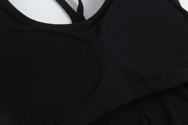 Padded Spaghetti Strap Tank Top with Open-Back Detail