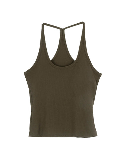 Padded Spaghetti Strap Tank Top with Open-Back Detail