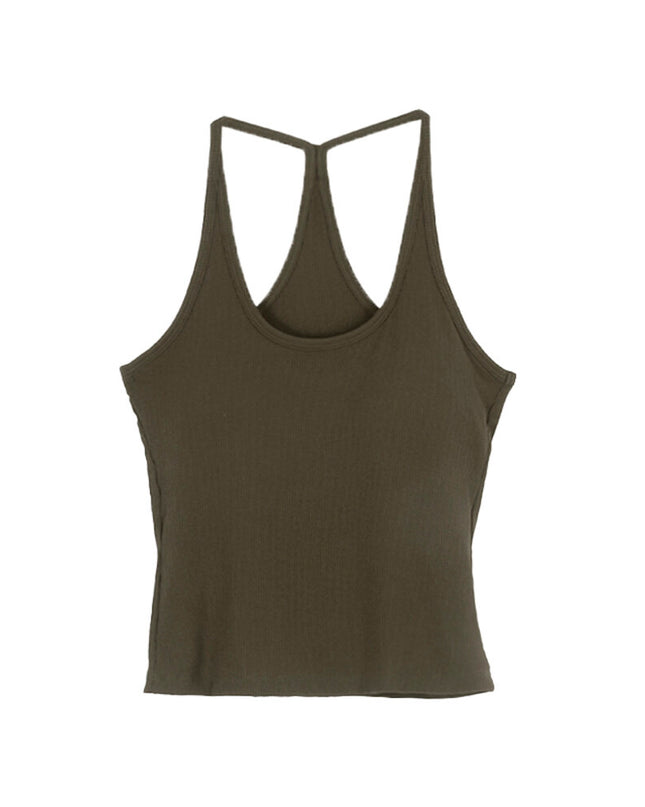 Padded Spaghetti Strap Tank Top with Open-Back Detail