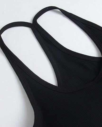 Padded Spaghetti Strap Tank Top with Open-Back Detail