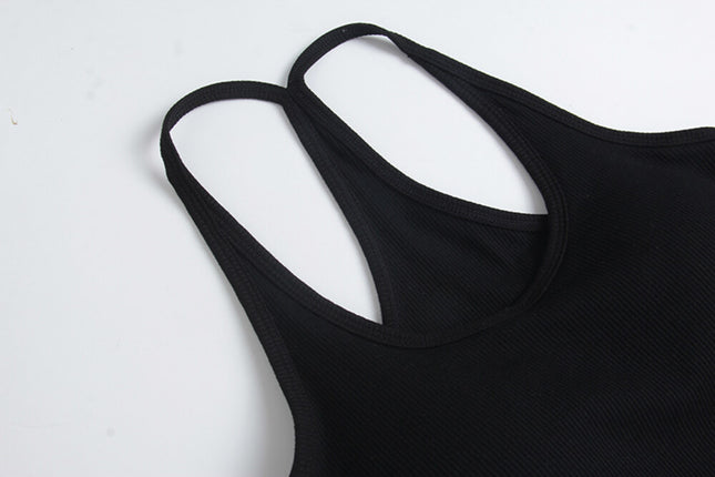 Padded Spaghetti Strap Tank Top with Open-Back Detail