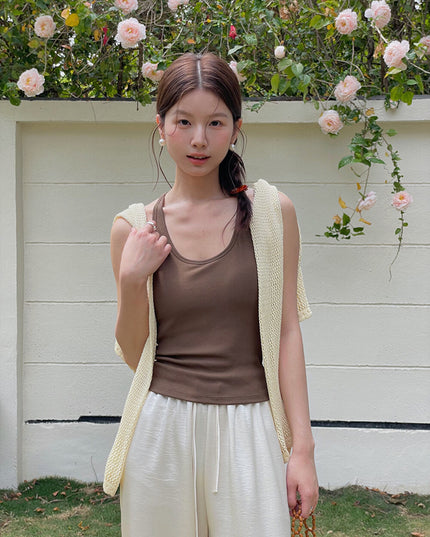 Padded Spaghetti Strap Tank Top with Open-Back Detail