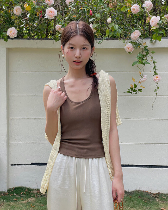 Padded Spaghetti Strap Tank Top with Open-Back Detail