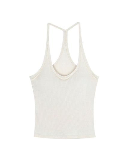 Padded Spaghetti Strap Tank Top with Open-Back Detail