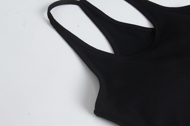 Padded Spaghetti Strap Tank Top with Open-Back Detail