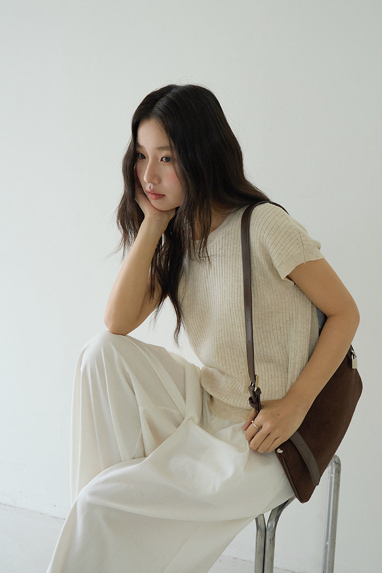 Hollow Cross-Back Sleeveless Knit Tank