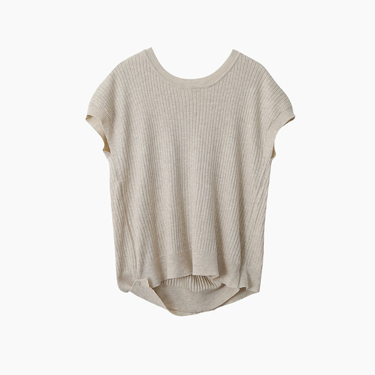 Hollow Cross-Back Sleeveless Knit Tank