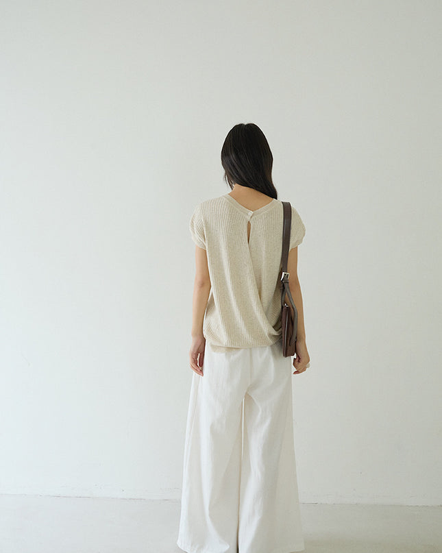 Hollow Cross-Back Sleeveless Knit Tank