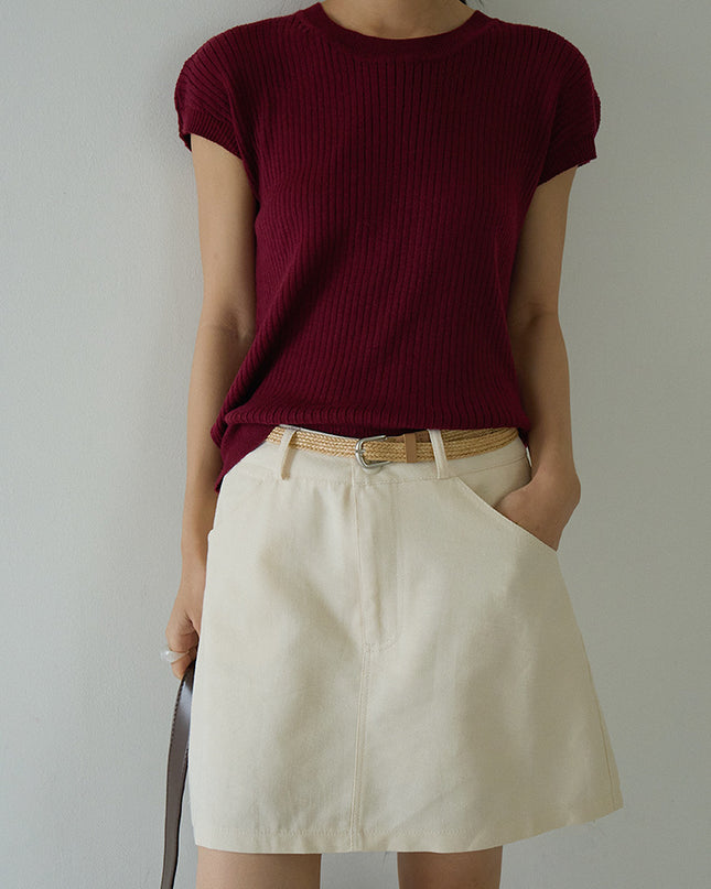 Hollow Cross-Back Sleeveless Knit Tank