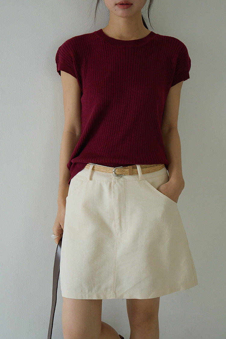 Hollow Cross-Back Sleeveless Knit Tank