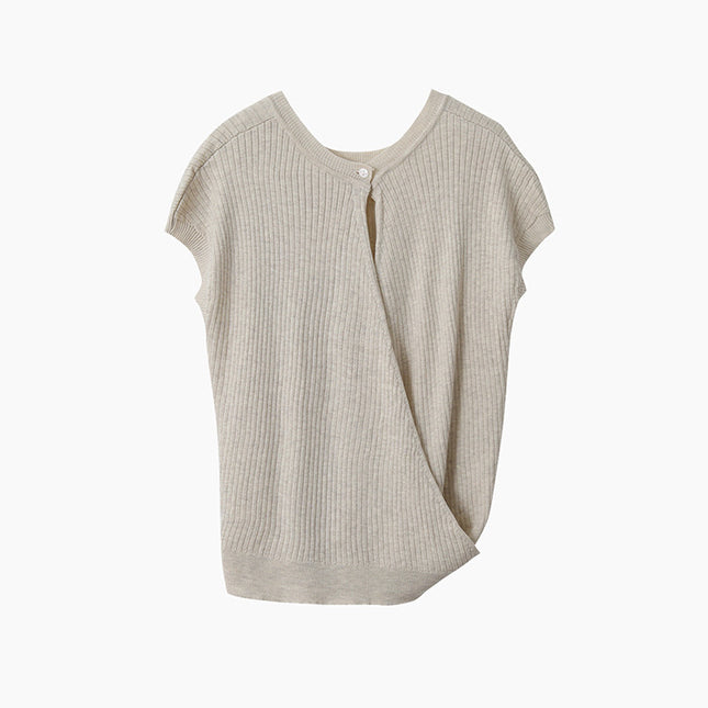Hollow Cross-Back Sleeveless Knit Tank