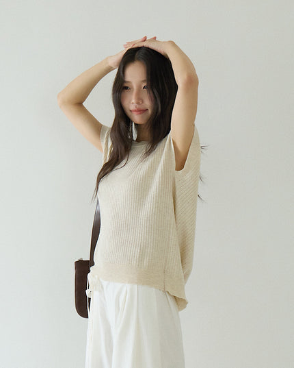 Hollow Cross-Back Sleeveless Knit Tank