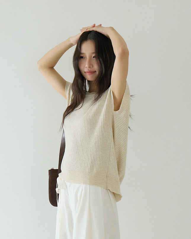 Hollow Cross-Back Sleeveless Knit Tank