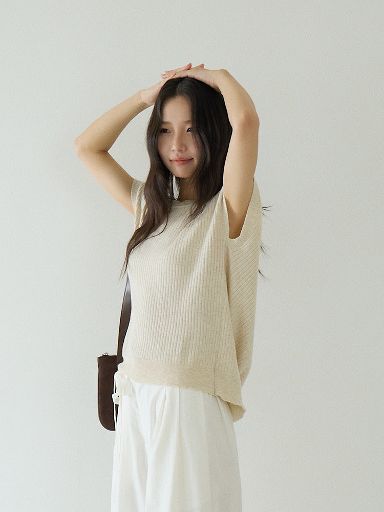 Hollow Cross-Back Sleeveless Knit Tank