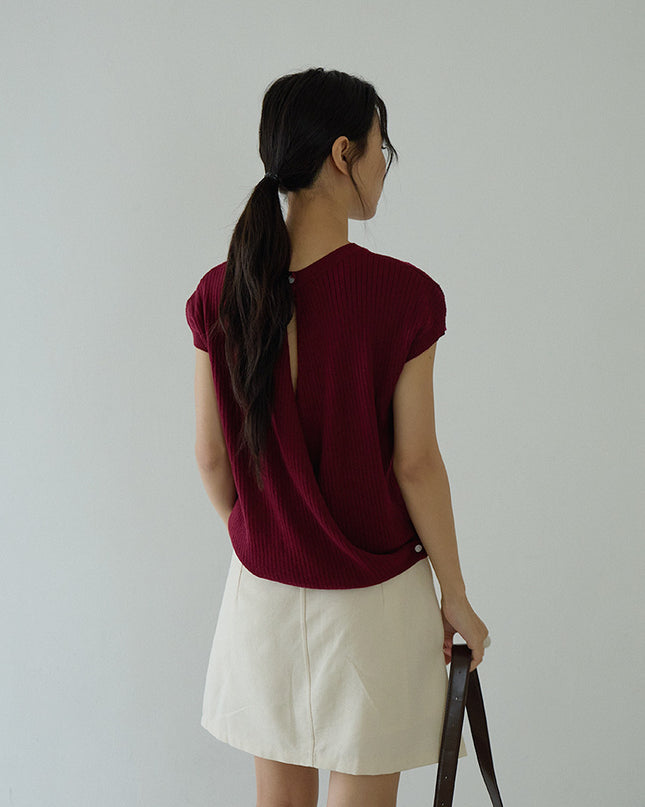 Hollow Cross-Back Sleeveless Knit Tank