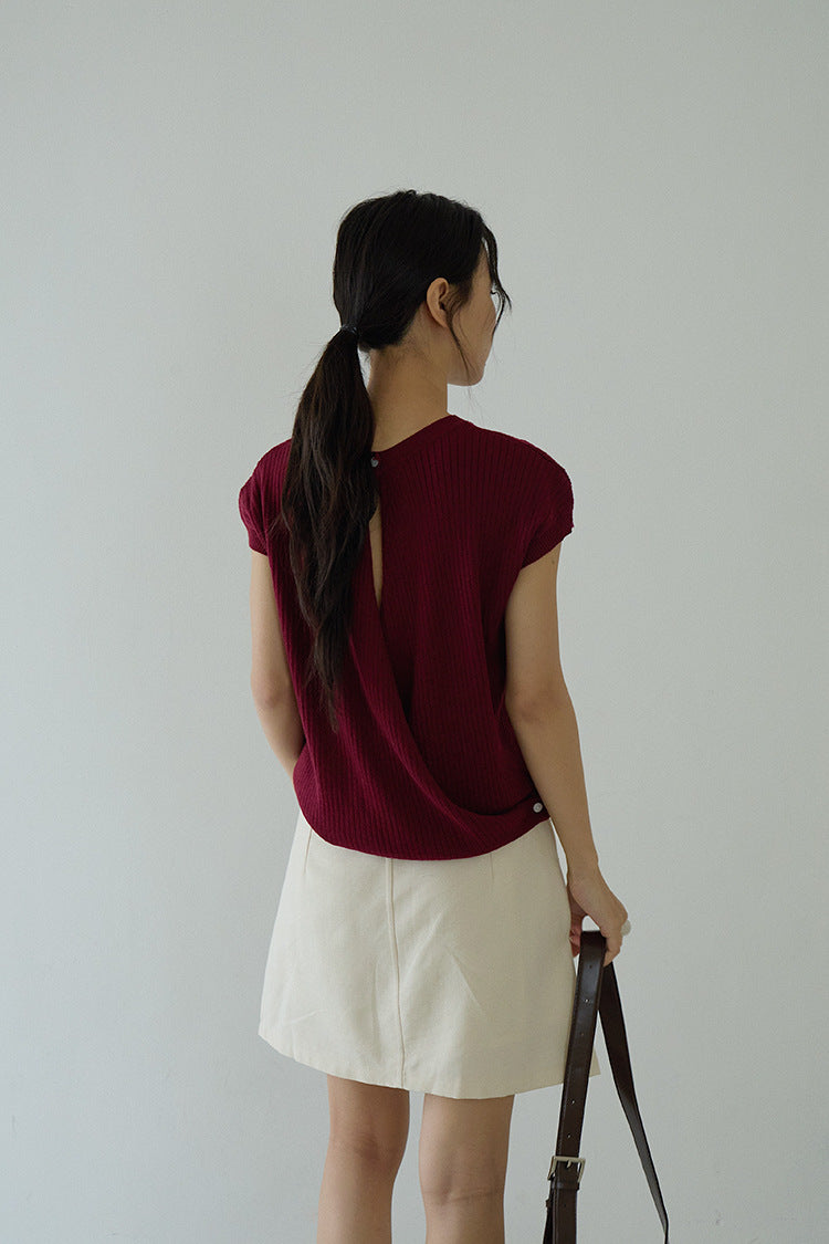 Hollow Cross-Back Sleeveless Knit Tank