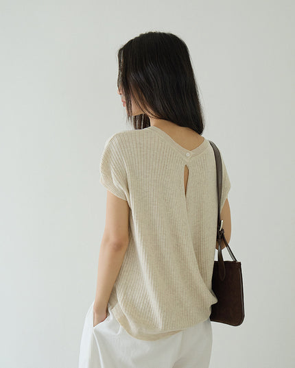 Hollow Cross-Back Sleeveless Knit Tank